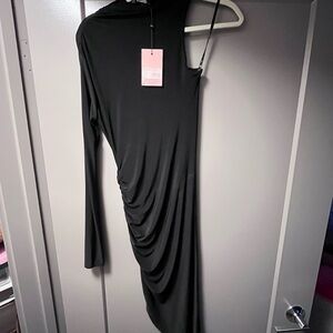 Missguided Black One-Shoulder Dress